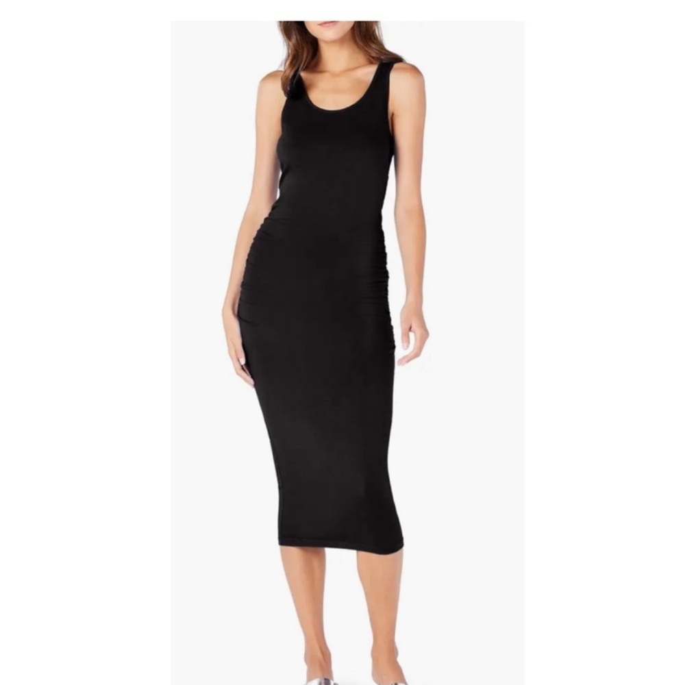 Michael Stars Ruched Racerback Dress, Black - Picture 2 of 3